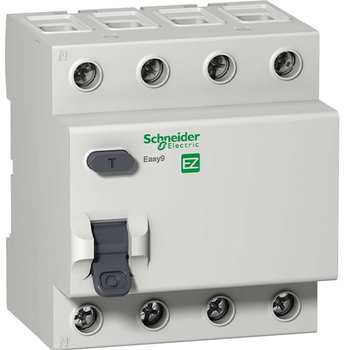 Дифференциальный выключатель Schneider Electric (УЗО) EASY 9 4P 40A 30мА АС 4,5 кА - Электрика, НВА - Модульное оборудование - Дифференциальные автоматы - . Магазин оборудования для автономного и резервного электропитания Ekosolar.ru в Балашихе