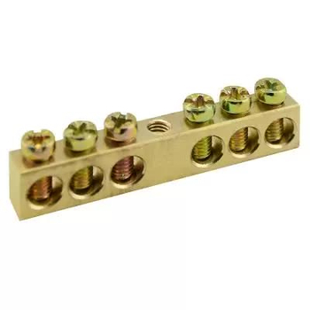 Шина PEN TS-0609C 6х9 6 отверстий крепление по центру Энергия - Электрика, НВА - Щитки и аксессуары для монтажа - Шины нулевые - . Магазин оборудования для автономного и резервного электропитания Ekosolar.ru в Балашихе