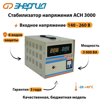 Однофазный стабилизатор напряжения Энергия АСН 3000 - Стабилизаторы напряжения - Однофазные стабилизаторы напряжения 220 Вольт - Энергия АСН - . Магазин оборудования для автономного и резервного электропитания Ekosolar.ru в Балашихе