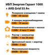 ИБП для котла Энергия Гарант 1000 + Аккумулятор Grid 55 Ah 12 v (600Вт - 50мин) - ИБП и АКБ - ИБП для котлов - . Магазин оборудования для автономного и резервного электропитания Ekosolar.ru в Балашихе